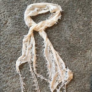 Free People Ivory Lace Fringe Wrap Scarf